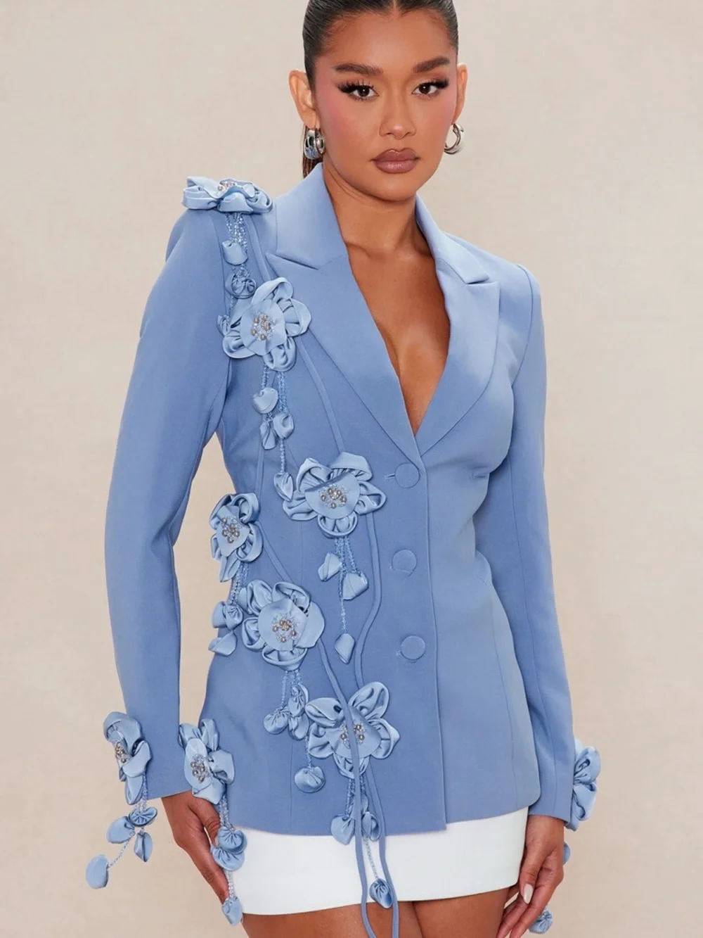 Dripping In Petals Blazer - Slate Blue (Fashionnova) - Picture 1 of 5